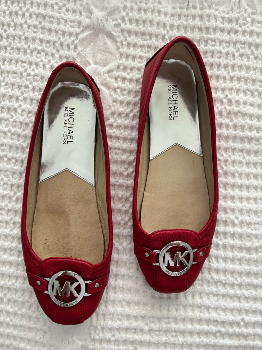MICHAEL Michael Kors Red Logo-Embellished Ballet Flats